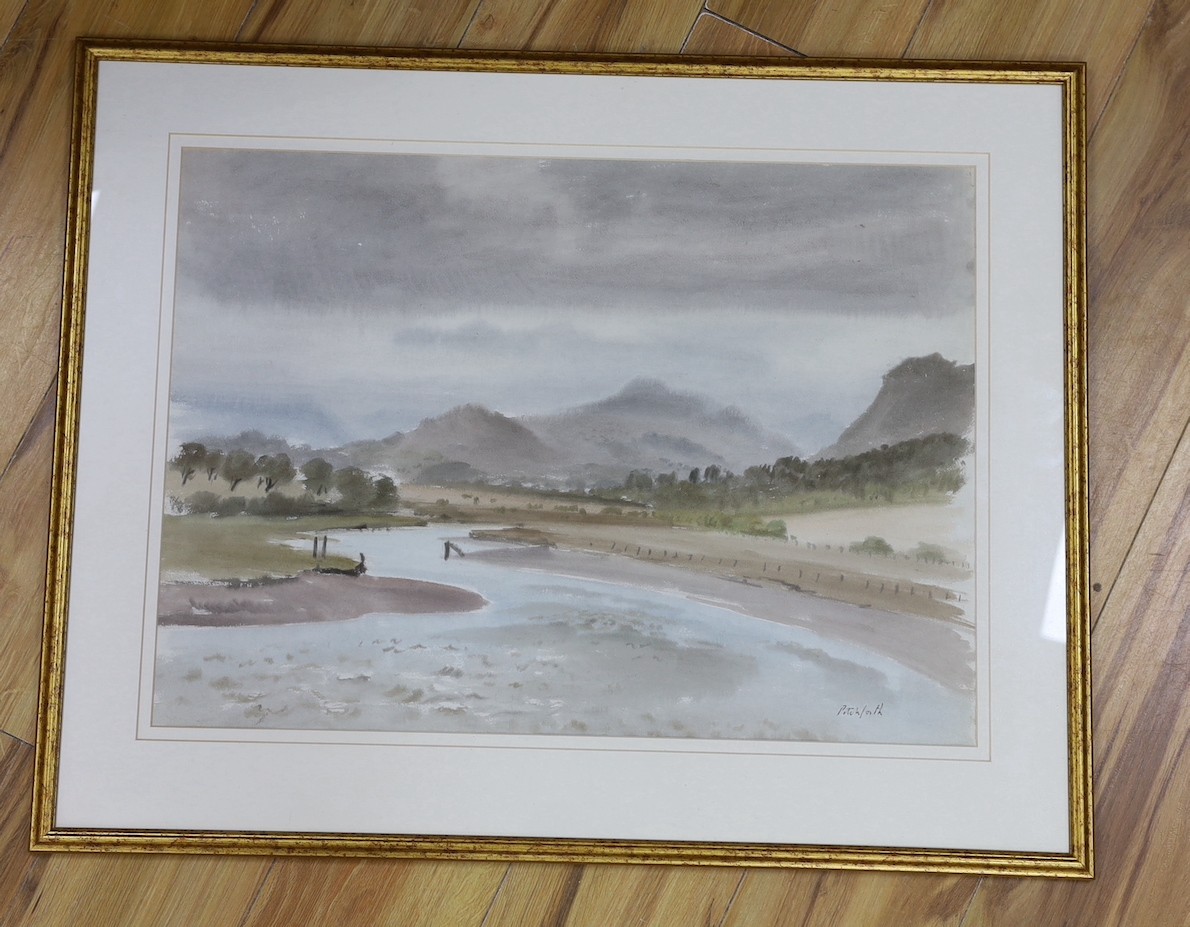 Roland Vivian Pitchforth RA ARWS (1895-1982), watercolour, River landscape, signed, 45 x 62cm